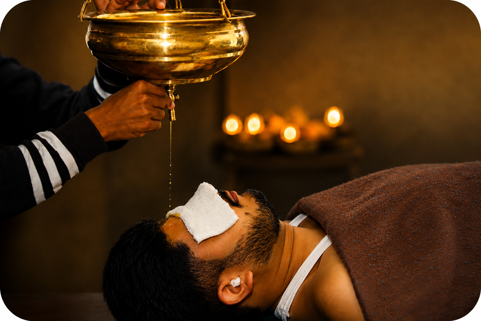 Shirodhara oil flow therapy
